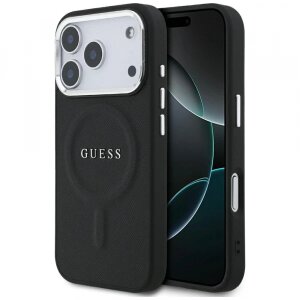 Husa MagSafe pentru Apple iPhone 17 Pro, Guess, Classic Logo, Neagra