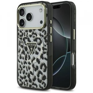 Husa MagSafe pentru Apple iPhone 17 Pro, Guess, Leopard Glitter, Neagra