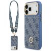 Husa MagSafe pentru Apple iPhone 17 Pro Max, Guess, 4G Strass Logo with Big Strap, Albastra