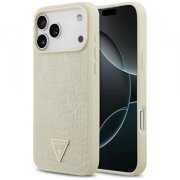 Husa MagSafe pentru Apple iPhone 17 Pro Max, Guess, Croco Triangle Logo, Aurie