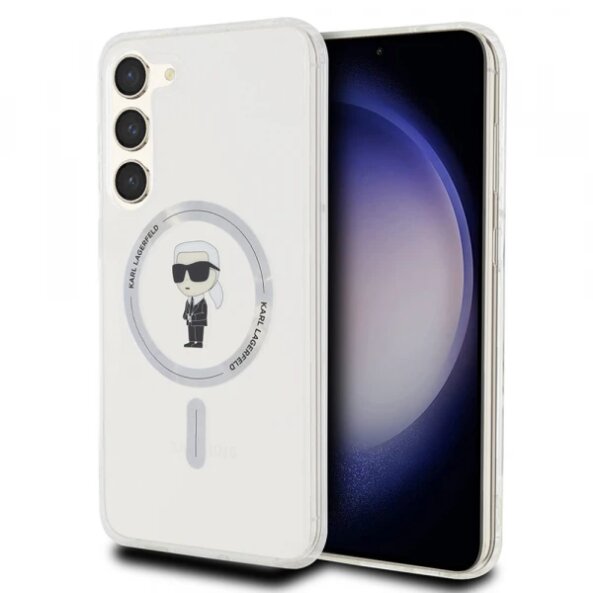 Husa MagSafe pentru Samsung Galaxy S23+ S916, Karl Lagerfeld, IML Ikonik Karl, Transparenta