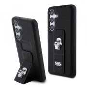 Husa MagSafe pentru Samsung Galaxy S24 S921, Karl Lagerfeld, Saffiano Gripstand Karl &amp; Choupette, Neagra