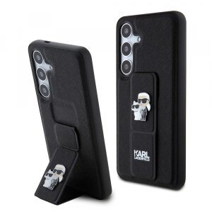 Husa MagSafe pentru Samsung Galaxy S24 S921, Karl Lagerfeld, Saffiano Gripstand Karl &amp; Choupette, Neagra