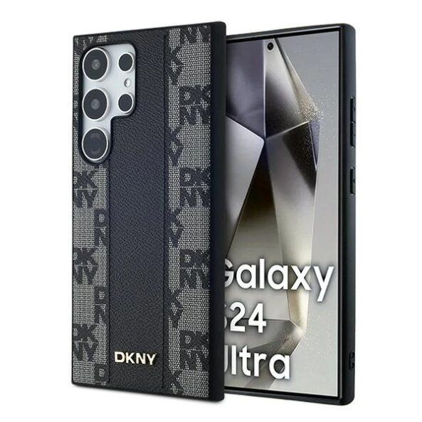 Husa MagSafe pentru Samsung Galaxy S24 Ultra S928, DKNY, Checkered Mono Pattern, Neagra
