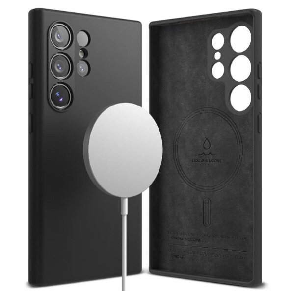 Husa MagSafe pentru Samsung Galaxy S24 Ultra S928, Ringke, Silicone, Neagra