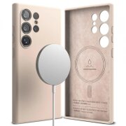 Husa MagSafe pentru Samsung Galaxy S24 Ultra S928, Ringke, Silicone, Roz