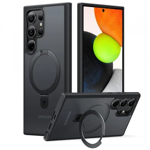 Husa MagSafe pentru Samsung Galaxy S24 Ultra S928, Torras, Ostand, Neagra