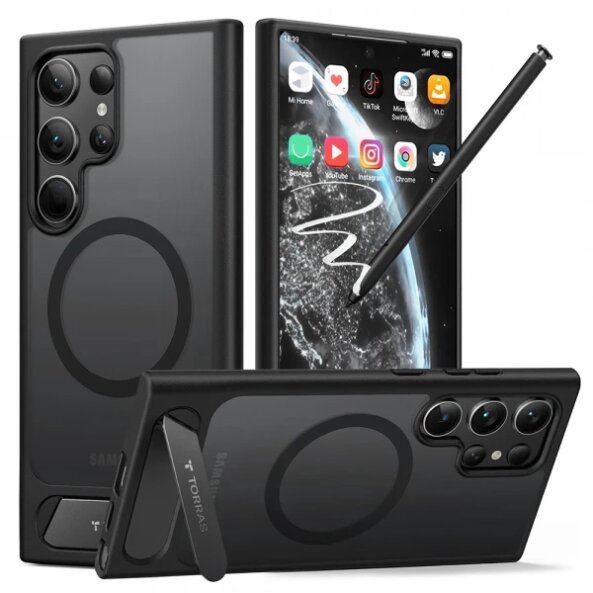 Husa MagSafe pentru Samsung Galaxy S24 Ultra S928, Torras, Pstand, Neagra
