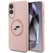 Husa MagSafe pentru Samsung Galaxy S25 Edge S937, Karl Lagerfeld, Silicone Double Heads, Roz