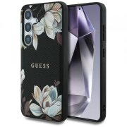 Husa MagSafe pentru Samsung Galaxy S25 S931, Guess, Grained Flowers, Neagra