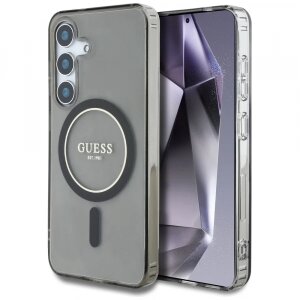 Husa MagSafe pentru Samsung Galaxy S25 S931, Guess, IML Glitter Circle, Neagra