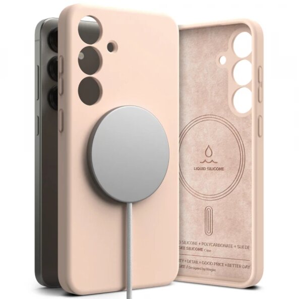 Husa MagSafe pentru Samsung Galaxy S25+ S936, Ringke, Silicone, Roz