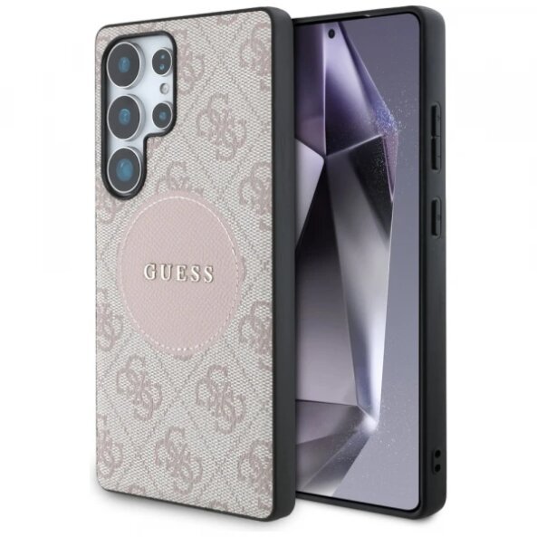 Husa MagSafe pentru Samsung Galaxy S25 Ultra S938, Guess, 4G Circle Classic Logo, Roz