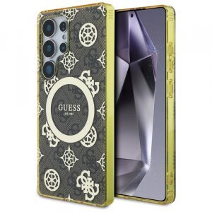 Husa MagSafe pentru Samsung Galaxy S25 Ultra S938, Guess, IML Peony On 4G Background , Maro