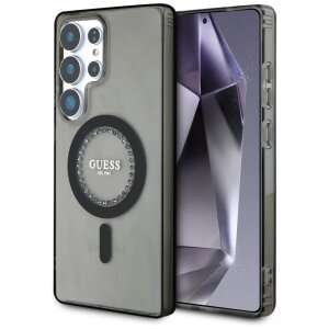 Husa MagSafe pentru Samsung Galaxy S25 Ultra S938, Guess, IML Rhinestone, Neagra