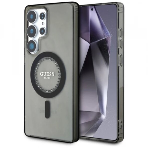 Husa MagSafe pentru Samsung Galaxy S25 Ultra S938, Guess, IML Rhinestone, Neagra