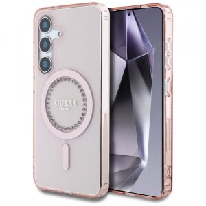 Husa MagSafe pentru Samsung Galaxy S25 Ultra S938, Guess, IML Rhinestone, Roz
