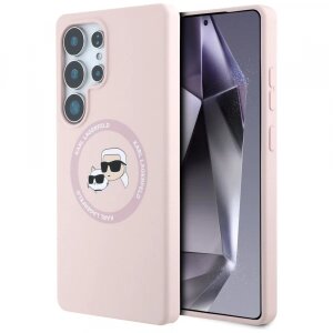 Husa MagSafe pentru Samsung Galaxy S25 Ultra S938, Karl Lagerfeld, Silicone Double Heads, Roz