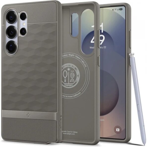 Husa MagSafe pentru Samsung Galaxy S25 Ultra S938, Spigen, Caseology Parallax, Gri