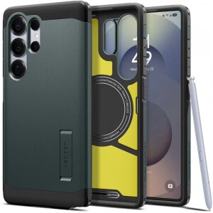 Husa MagSafe pentru Samsung Galaxy S25 Ultra S938, Spigen, Tough Armor, Verde