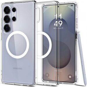 Husa MagSafe pentru Samsung Galaxy S25 Ultra S938, Spigen, Ultra Hybrid, Alba