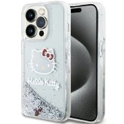 Husa pentru Apple iPhone 13 Pro, Hello Kitty, Liquid Glitter Charms Kitty Head, Argintie