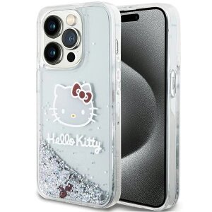Husa pentru Apple iPhone 13 Pro Max, Hello Kitty, Liquid Glitter Charms Kitty Head, Argintie