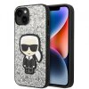 Husa pentru Apple iPhone 14, Karl Lagerfeld, Glitter Flakes Ikonik Karl, Argintie