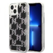 Husa pentru Apple iPhone 14, Karl Lagerfeld, Liquid Glitter Monogram, Neagra