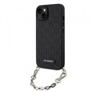 Husa pentru Apple iPhone 14, Karl Lagerfeld, Saffiano Monogram Chain, Neagra