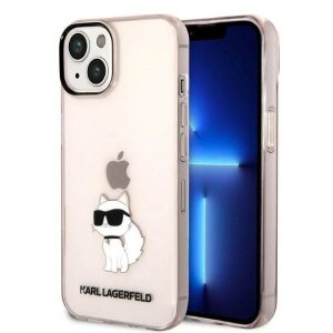 Husa pentru Apple iPhone 14 Plus, Karl Lagerfeld, Ikonik Choupette, Roz