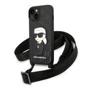 Husa pentru Apple iPhone 14 Plus, Karl Lagerfeld, Monogram Ikonik Karl, Alba
