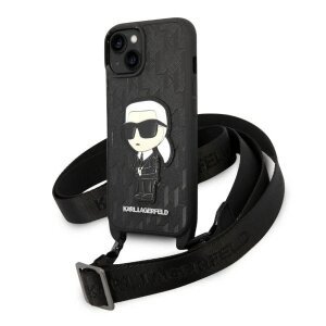 Husa pentru Apple iPhone 14 Plus, Karl Lagerfeld, Monogram Ikonik Karl, Alba