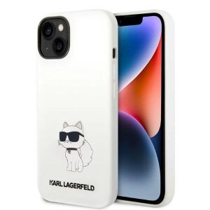 Husa pentru Apple iPhone 14 Plus, Karl Lagerfeld, Silicone Choupette, Alba