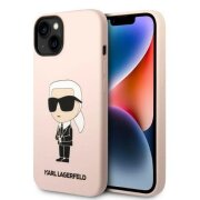Husa pentru Apple iPhone 14 Plus, Karl Lagerfeld, Silicone Ikonik Karl, Roz