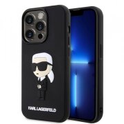 Husa pentru Apple iPhone 14 Pro, Karl Lagerfeld, 3D Rubber Ikonik Karl, Neagra