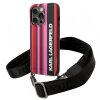Husa pentru Apple iPhone 14 Pro, Karl Lagerfeld, Color Stripes with Strap, Roz