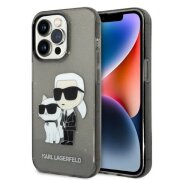 Husa pentru Apple iPhone 14 Pro, Karl Lagerfeld, Glitter Karl &amp; Choupette, Neagra