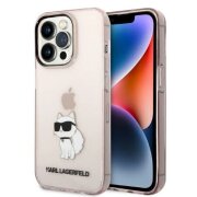 Husa pentru Apple iPhone 14 Pro, Karl Lagerfeld, Ikonik Choupette, Roz