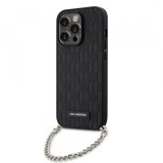 Husa pentru Apple iPhone 14 Pro, Karl Lagerfeld, Saffiano Monogram Chain, Neagra