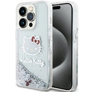 Husa pentru Apple iPhone 14 Pro Max, Hello Kitty, Liquid Glitter Charms Kitty Head, Argintie