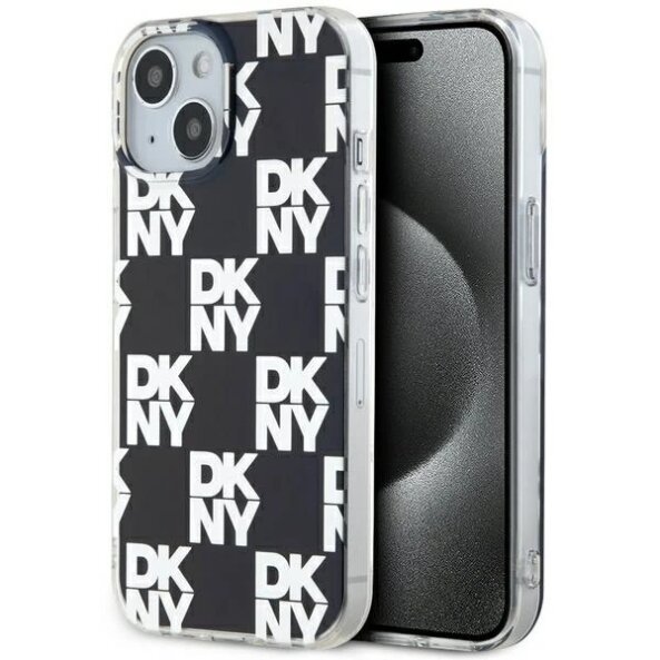 Husa pentru Apple iPhone 15, DKNY, Checkered Mono Pattern, Neagra