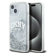 Husa pentru Apple iPhone 15, DKNY, Liquid Glitter Big Logo, Alba