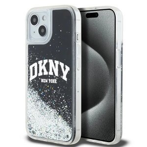 Husa pentru Apple iPhone 15, DKNY, Liquid Glitter Big Logo, Neagra