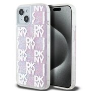 Husa pentru Apple iPhone 15, DKNY, Liquid Glitter Multilogo, Roz