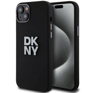 Husa pentru Apple iPhone 15, DKNY, Liquid Silicone Metal Logo, Neagra
