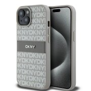 Husa pentru Apple iPhone 15, DKNY, Mono Stripe &amp; Metal Logo, Bej