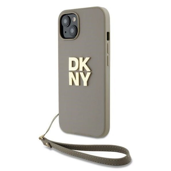 Husa pentru Apple iPhone 15, DKNY, Wrist Strap Stock Logo, Bej