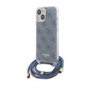 Husa pentru Apple iPhone 15, Guess, Crossbody Cord 4G Print, Albastra