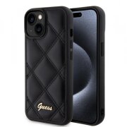 Husa pentru Apple iPhone 15, Guess, Quilted Metal Logo, Neagra